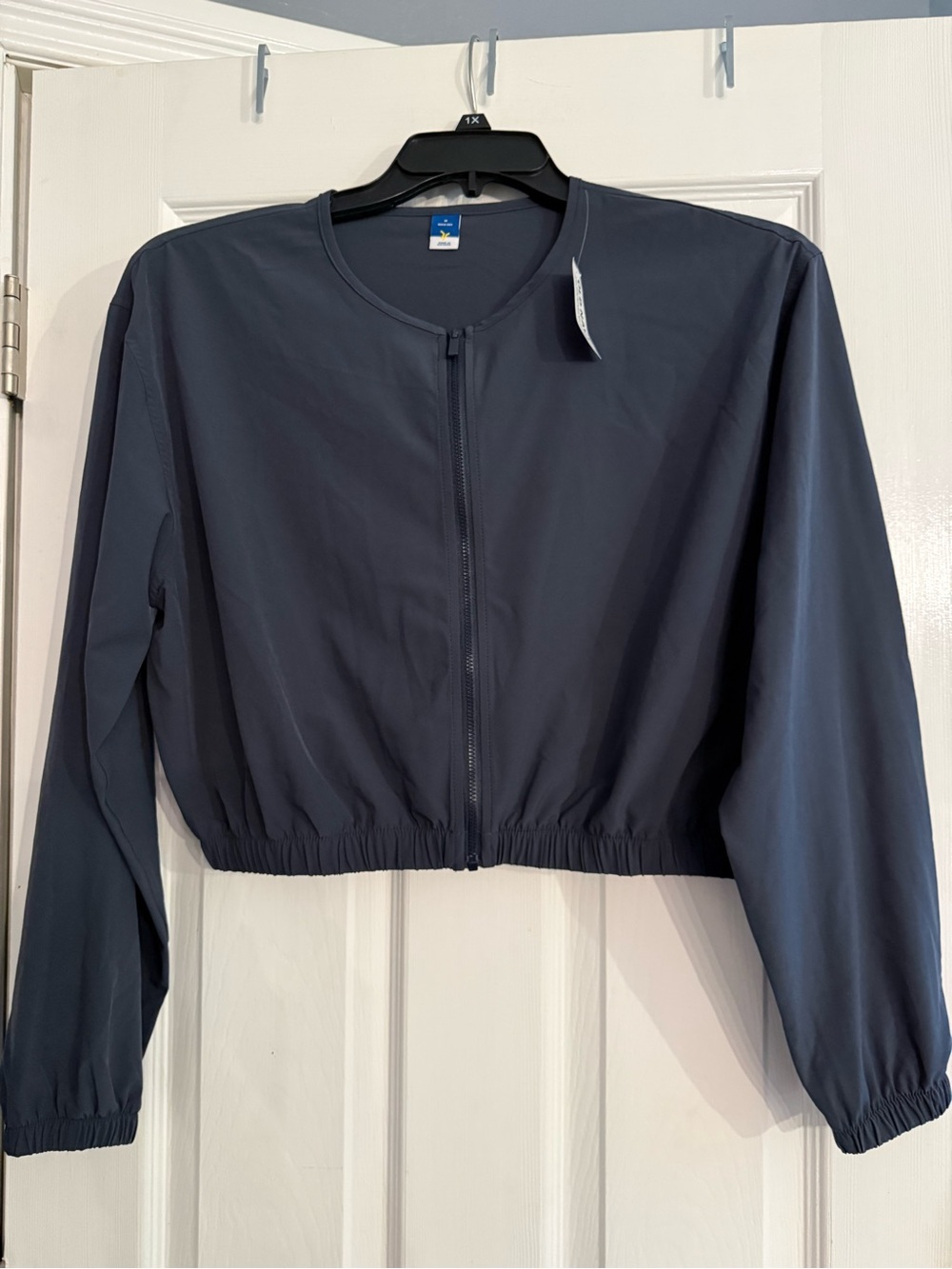 Women's Navy Zip-Front Cropped Jacket - Old Navy